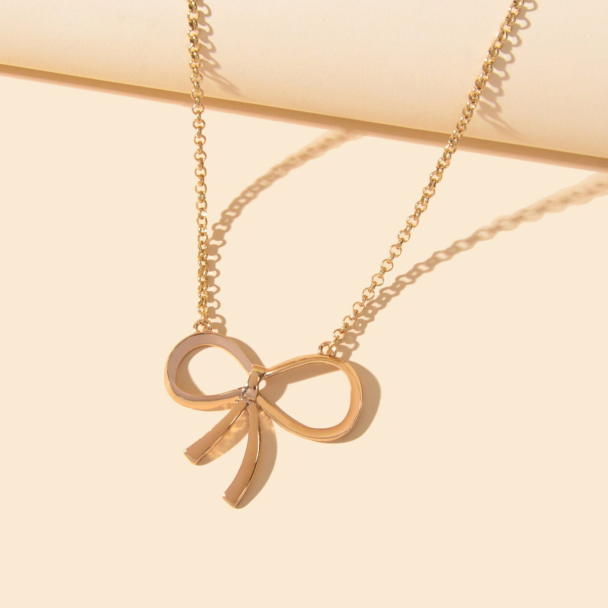 Women Party Decoration Gold Chain Bowknot Charm Popular Clavicle Necklace Gift