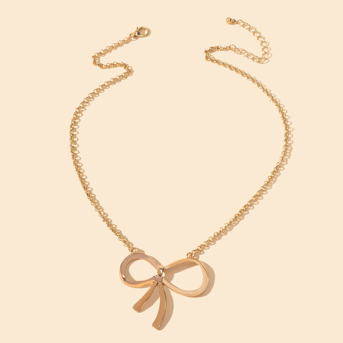 Women Party Decoration Gold Chain Bowknot Charm Popular Clavicle Necklace Gift
