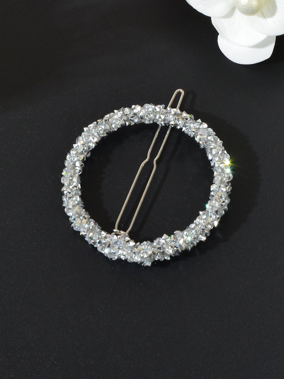 Sparkling Full Rhinestone Star Circular Hair Clip Elegant Hair Accessory Gift