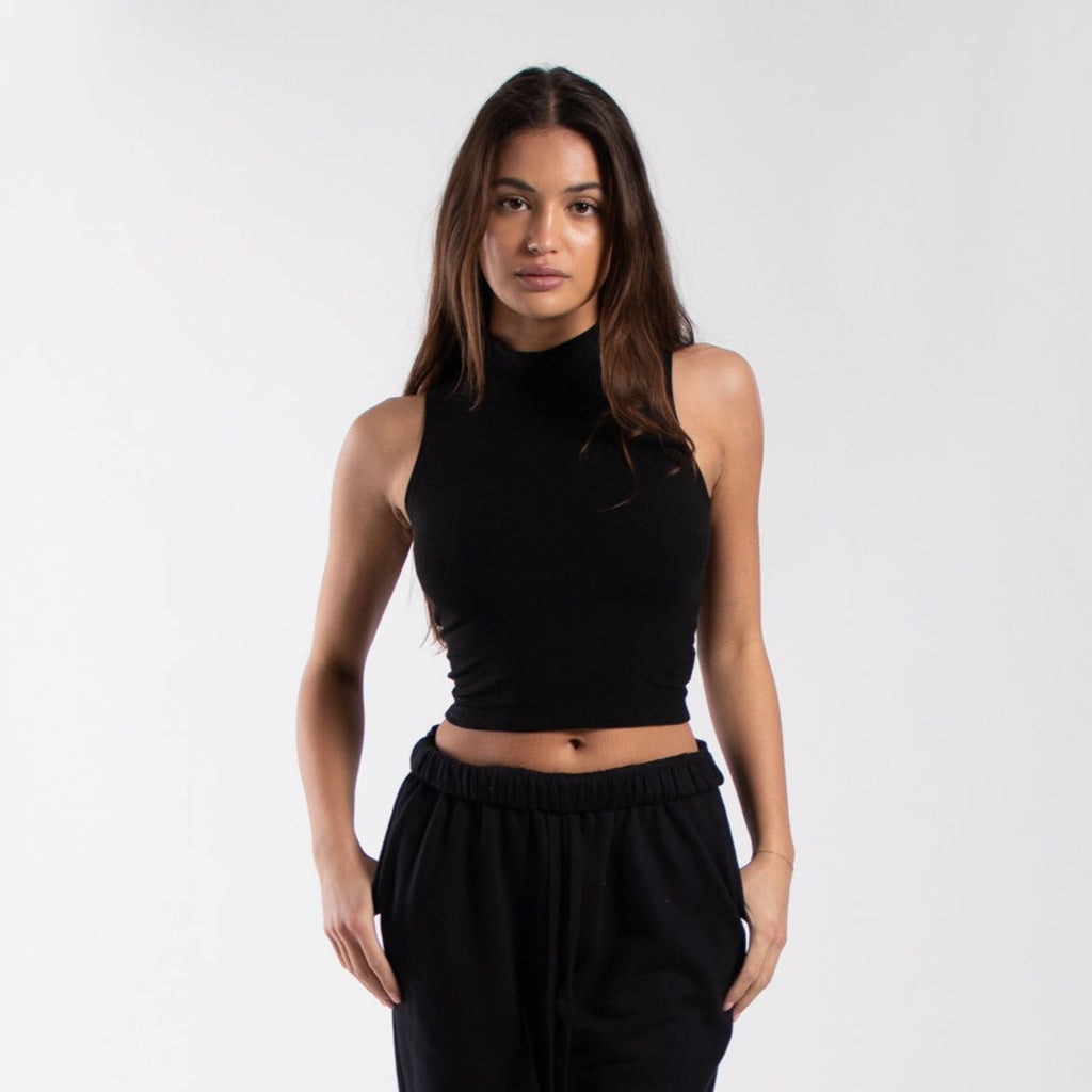 0890 - Women's Mock Neck Cropped Muscle Tank