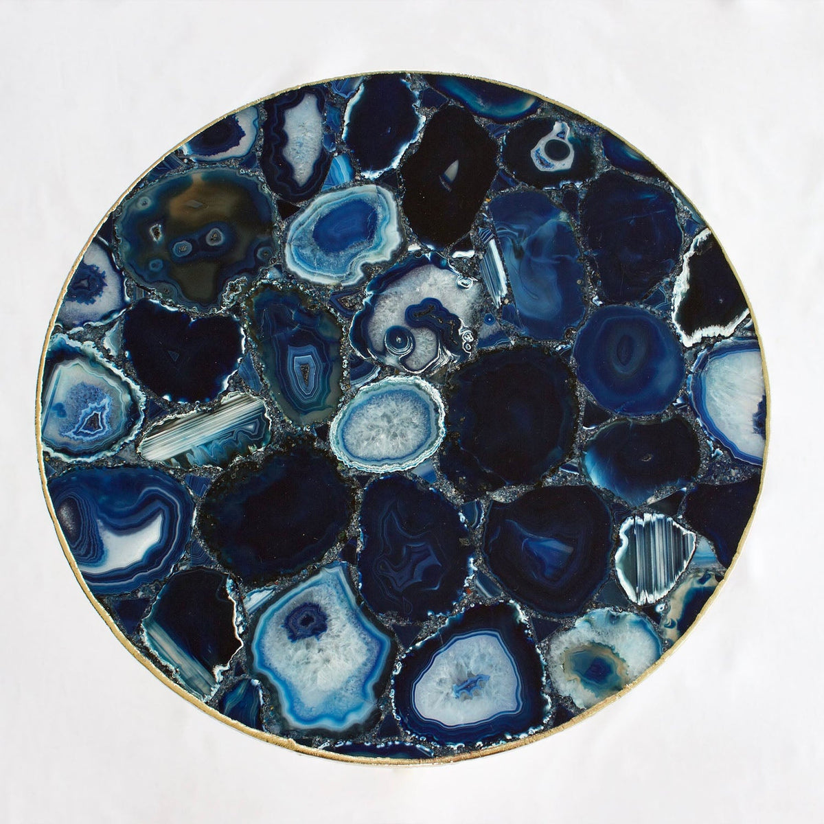 Blue Agate Side Table, Round Top