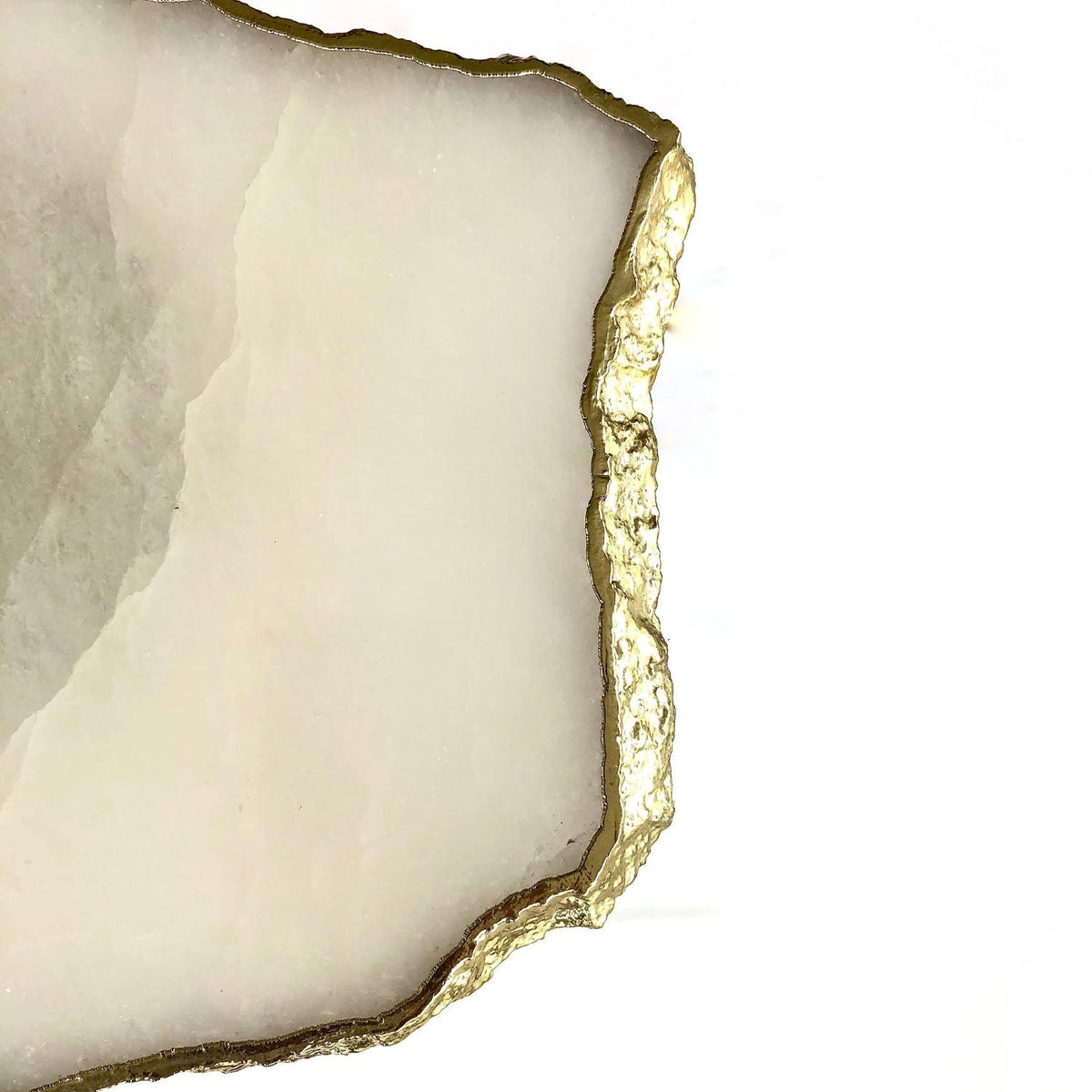 Small White Agate Side Table, 11" x 7" Organic Edge