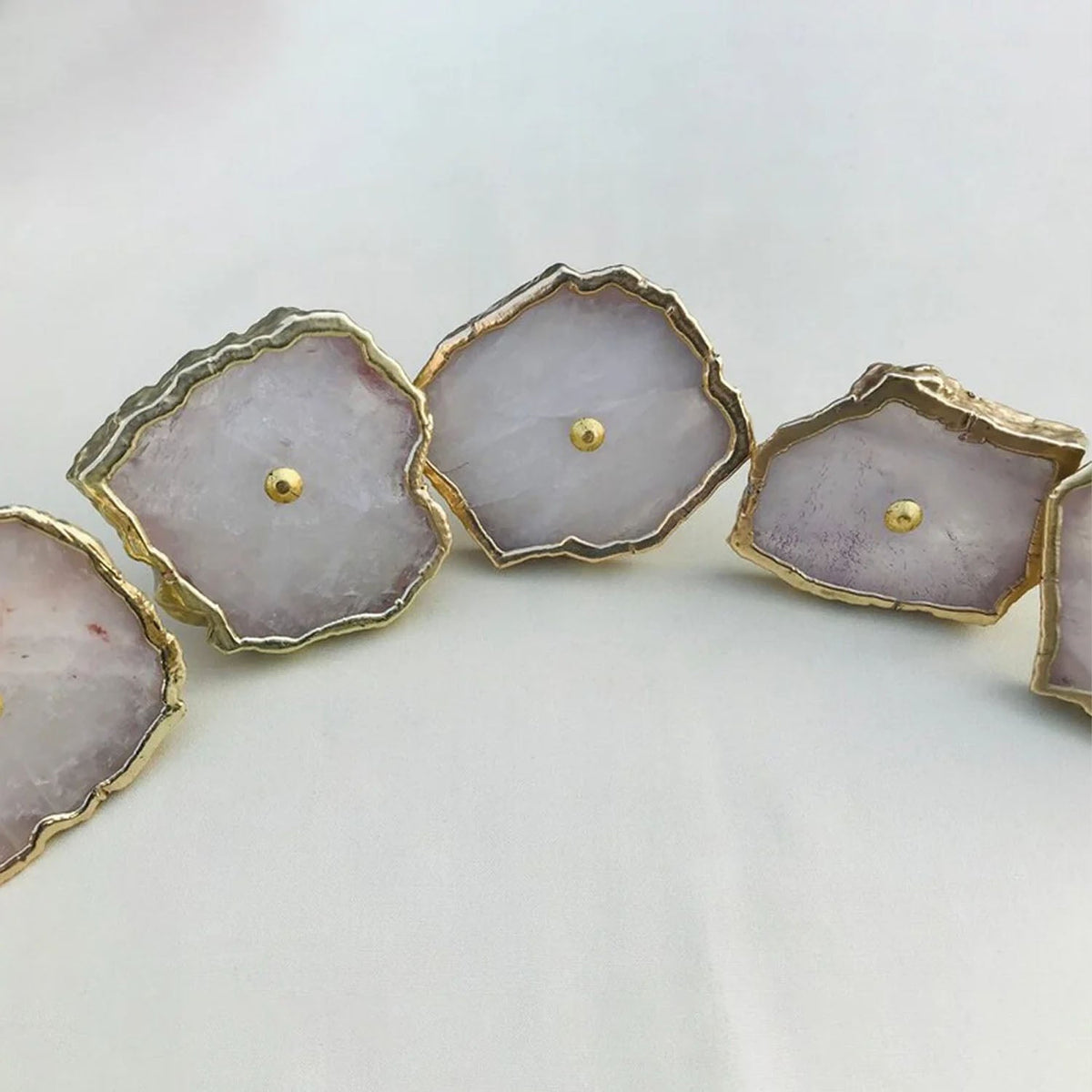 Rose Quartz Slice Cabinet Knobs