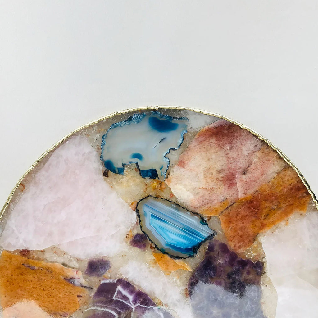 Multicolor Agate Round Platter, 12 Inch-2
