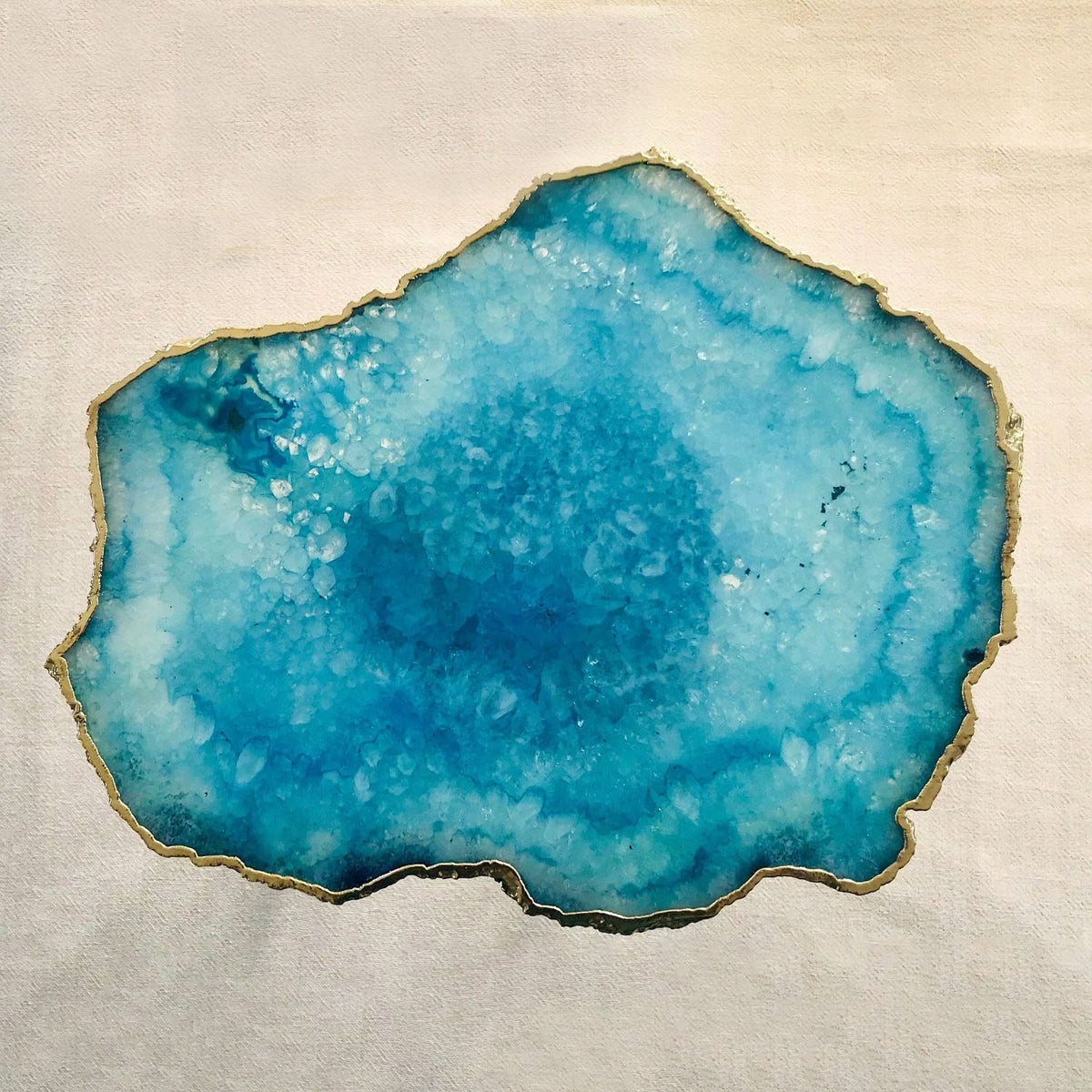 Small Blue Agate Side Table, 11" x 7" Organic Edge
