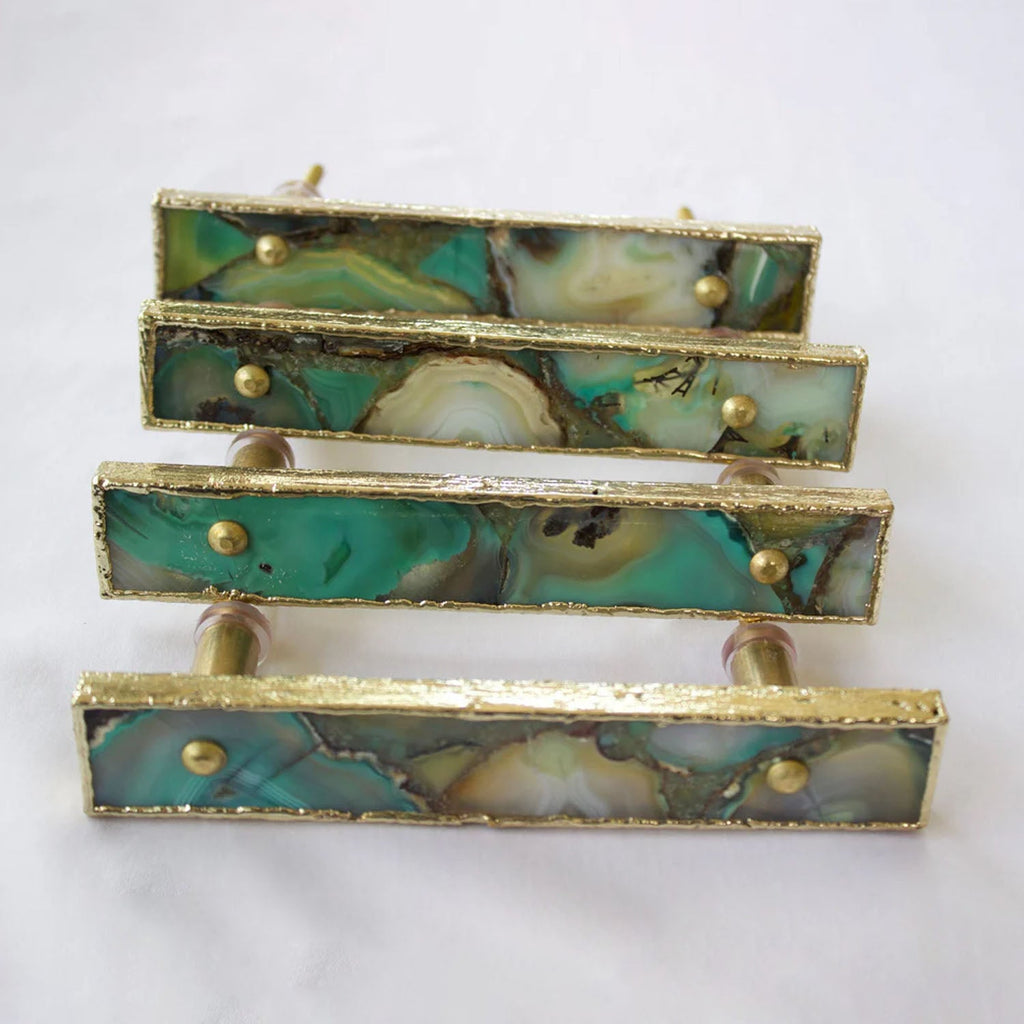 Set of 4 Green Agate Handle/Pull/Barbarella