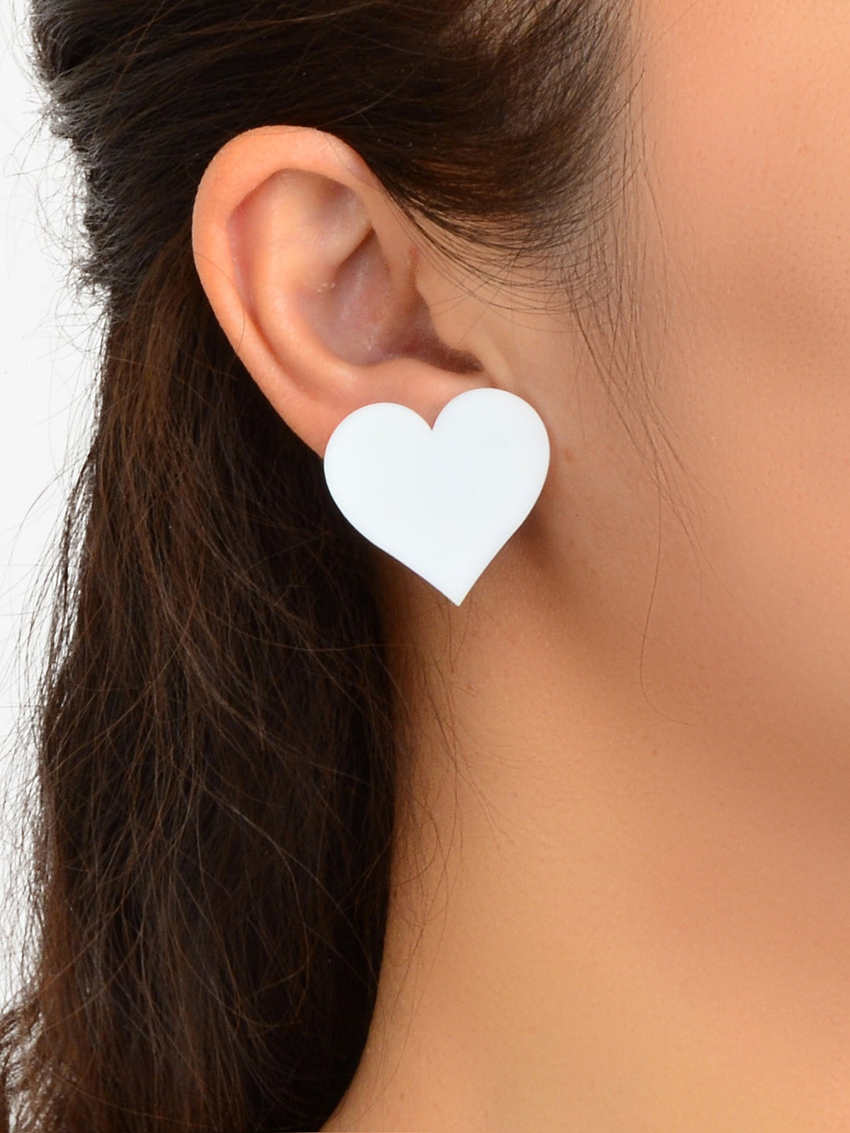 Asymmetrical Design Jewellery Small Big Resin Red White Love Heart Stud Earrings