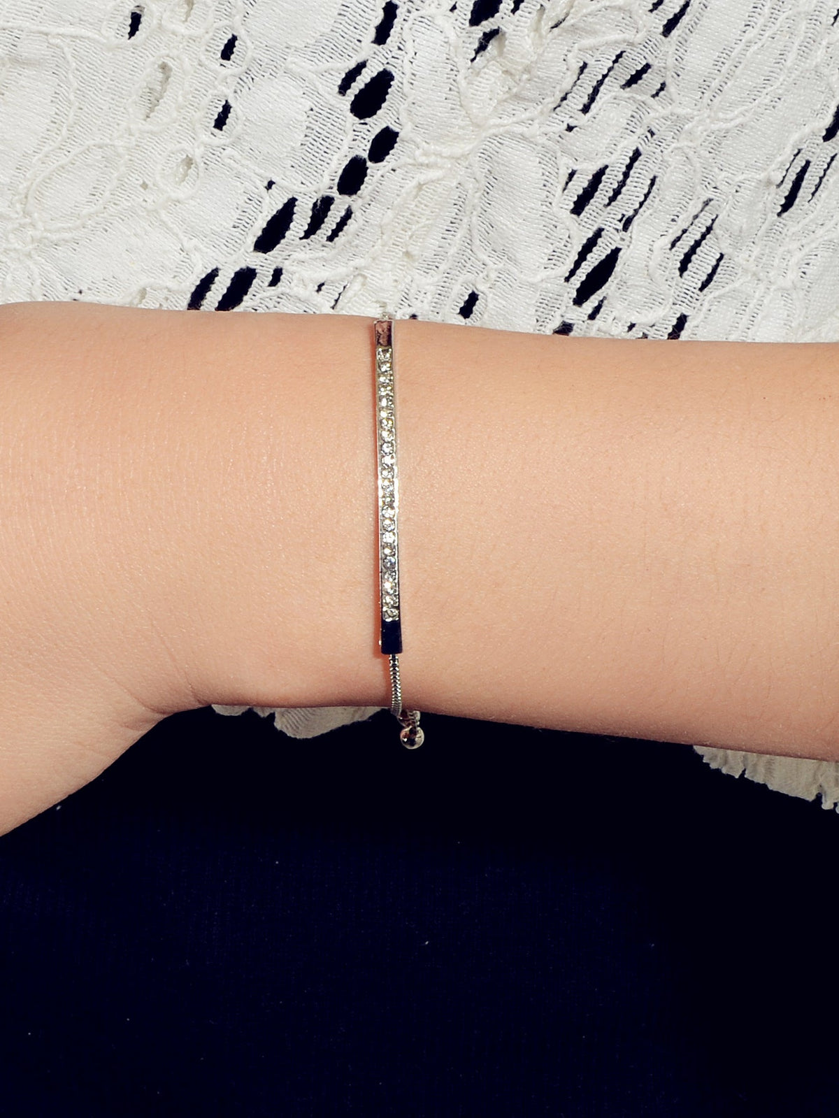 Ladies Jewellery Rhinestone Gold Silver Chain Strip Charm Adjustable Bracelet