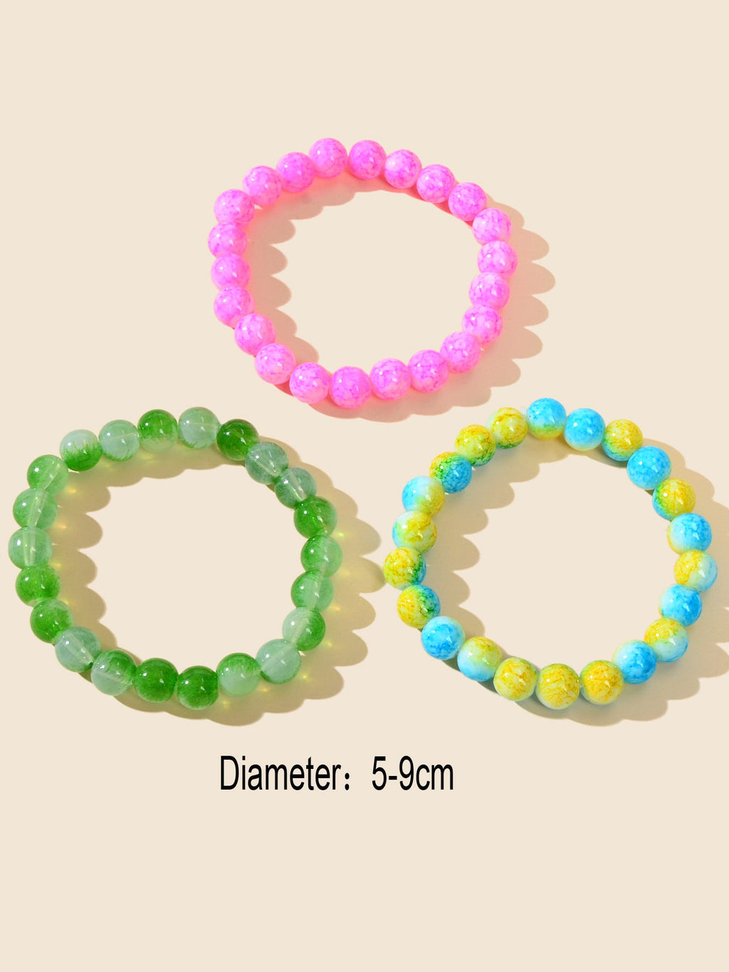 3 pcs Bohemian Ethnic Jewellery Multi-colored Elastic Beads Bangle Bracelets Set