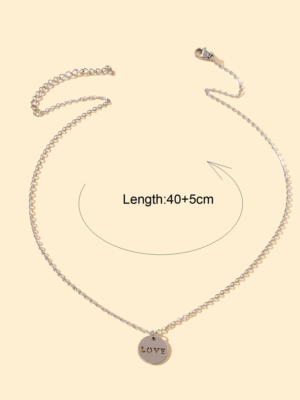 Minimalist Sliver Chain Stainless Steel Love Letter Round Disc Pendant Necklace