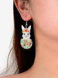 1 Pair Novelty Trendy Easter Bunny Eggs Earrings Bohemian Rabbit Ear Jewellery