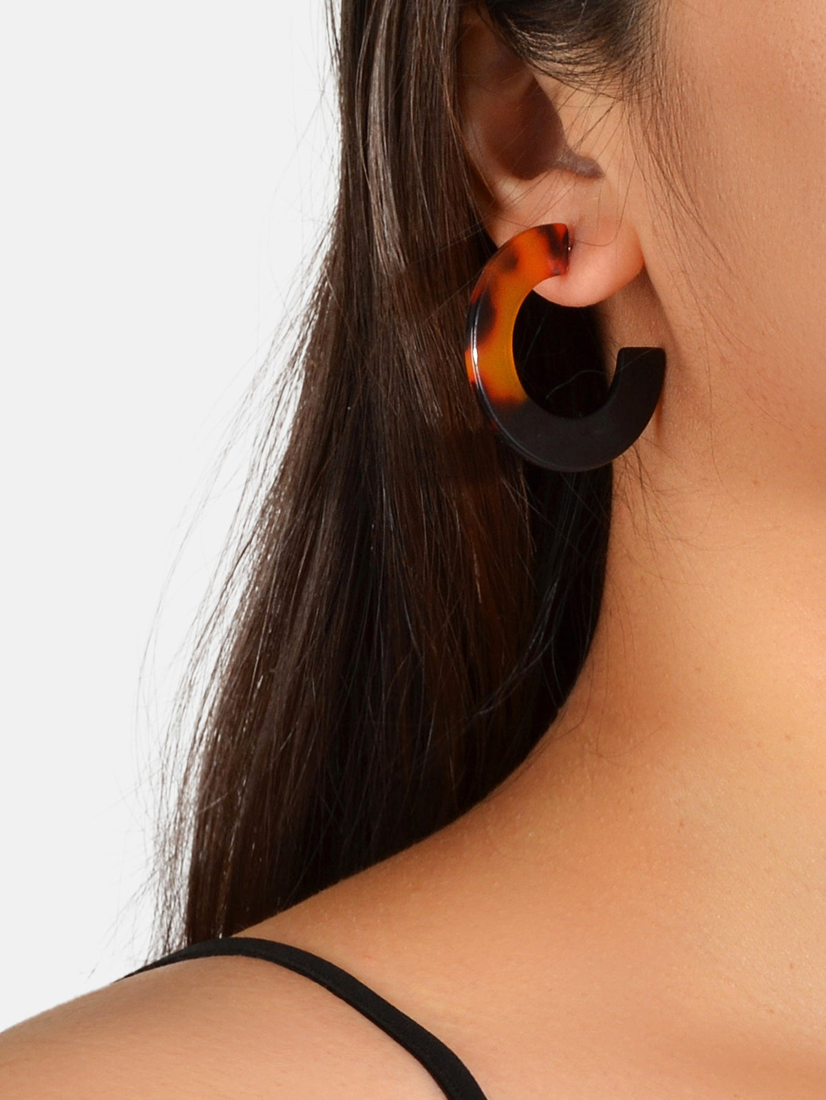 Bohemian Retro Jewellery Amber Color Acrylic Hoop Huggie Pierced Stud Earring