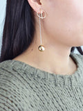 Long Silver Chain Gold Circle Ball Charm Earrings Ear Jacket Party Decoration