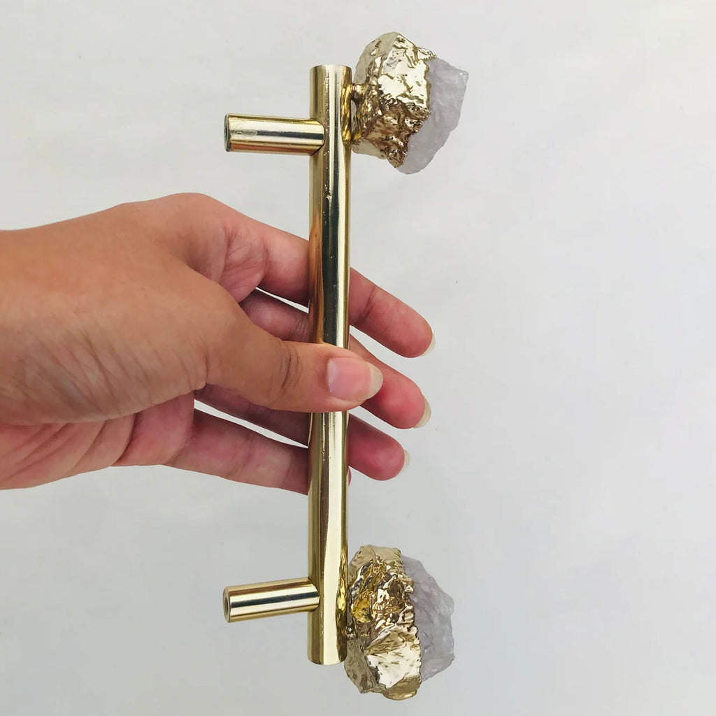 Clear Quartz Agate Cabinet Handles – Set of 4