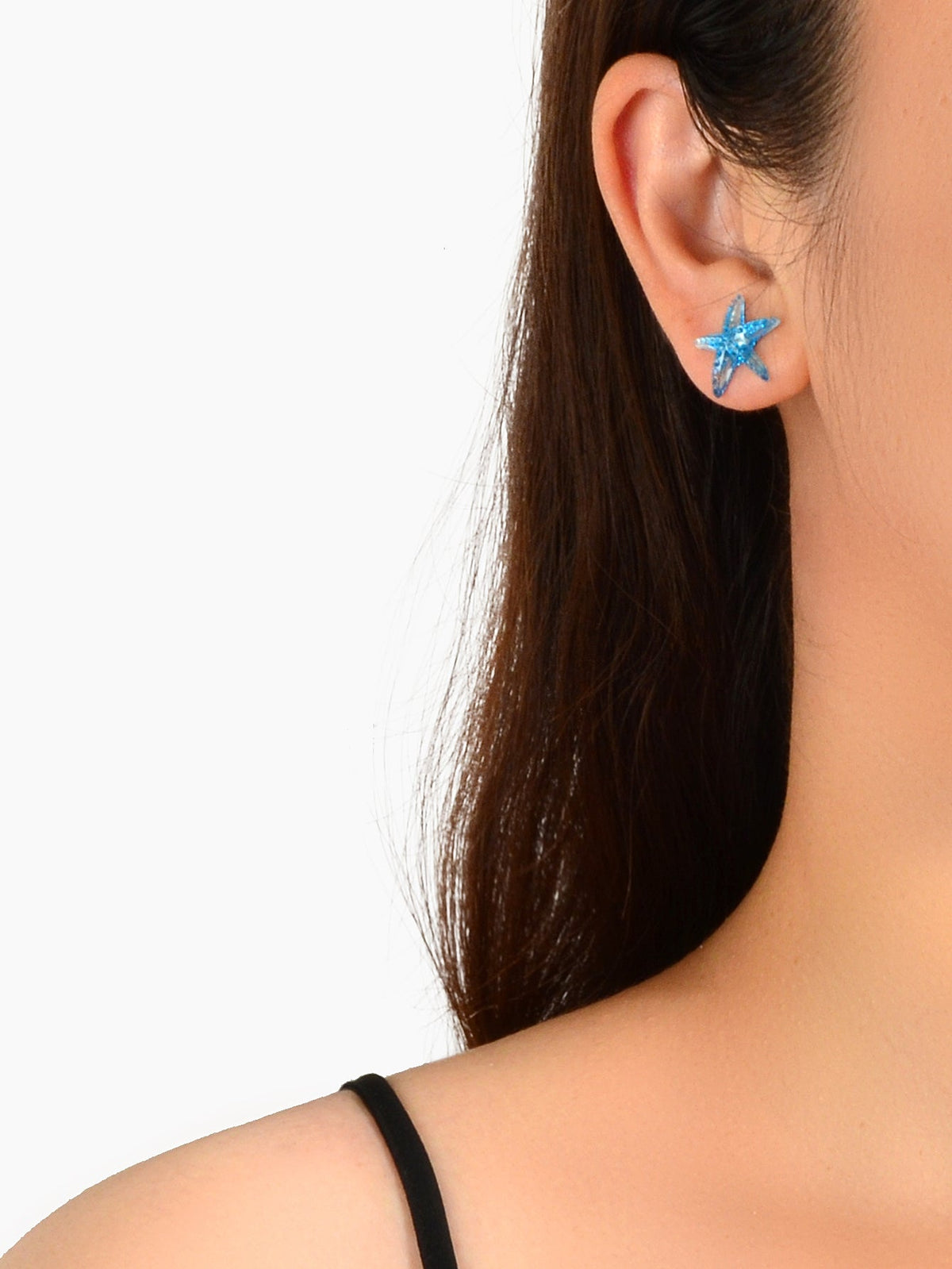 Ocean Beach Tribal Chic Blue Resin Starfish Stud Earrings Holiday Sea Jewellery