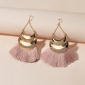 Ethnic Bohemian Traditional Jewellery Metal Pink Tassel Chunky Indian Earrings