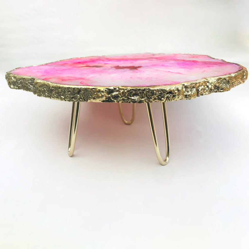 Pink Agate Cake Stand/Centerpiece/Display Stand/Tray