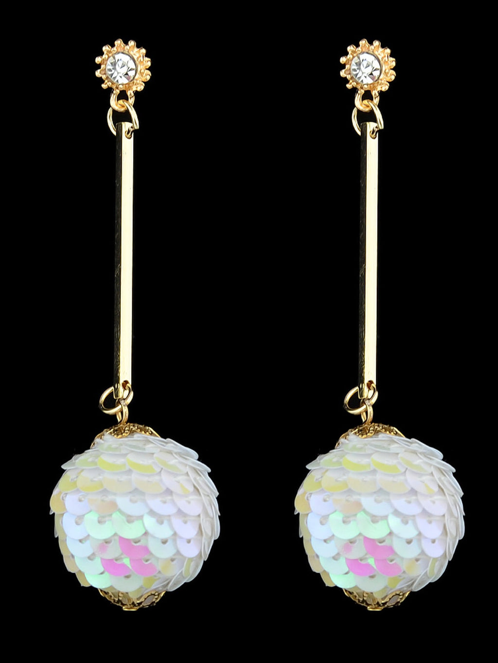 Rhinestone Sequins Ball Charm Pendant Dangle Earrings Women Girl Teens Jewellery