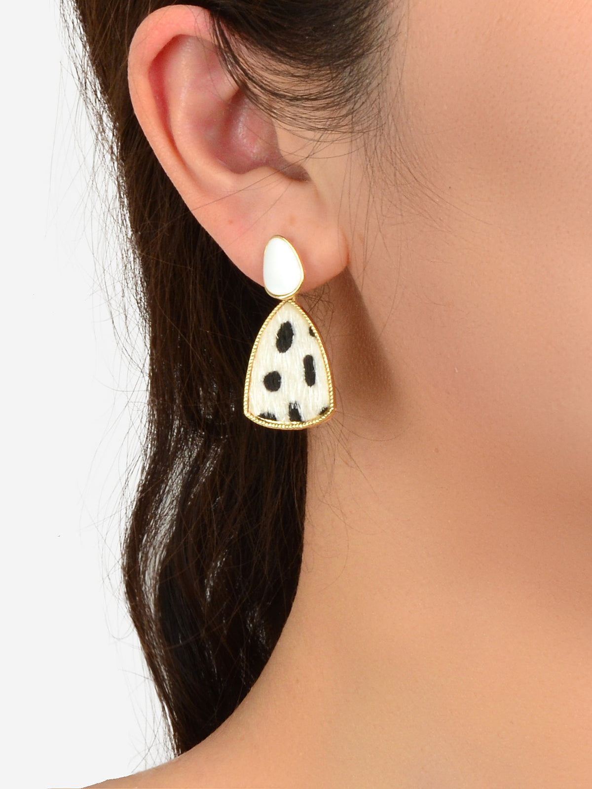 Cow Spot Pattern Geometric Girls Statement Hypoallergenic Pierced Gift Earrings