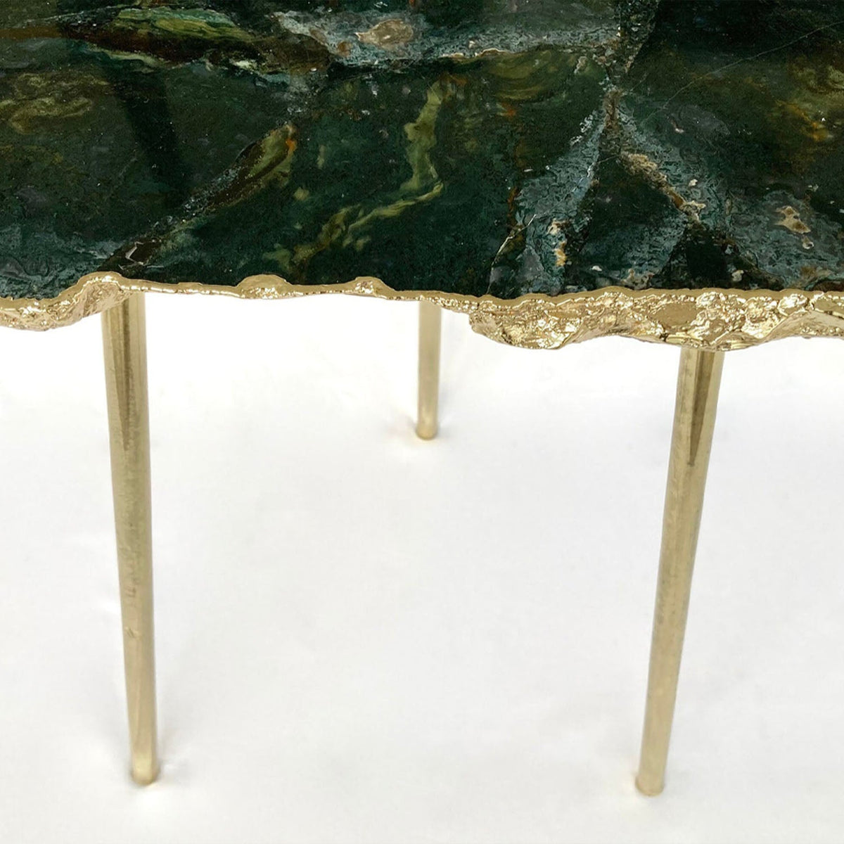 Green Agate Side Table, 10" x 15" Organic Edge