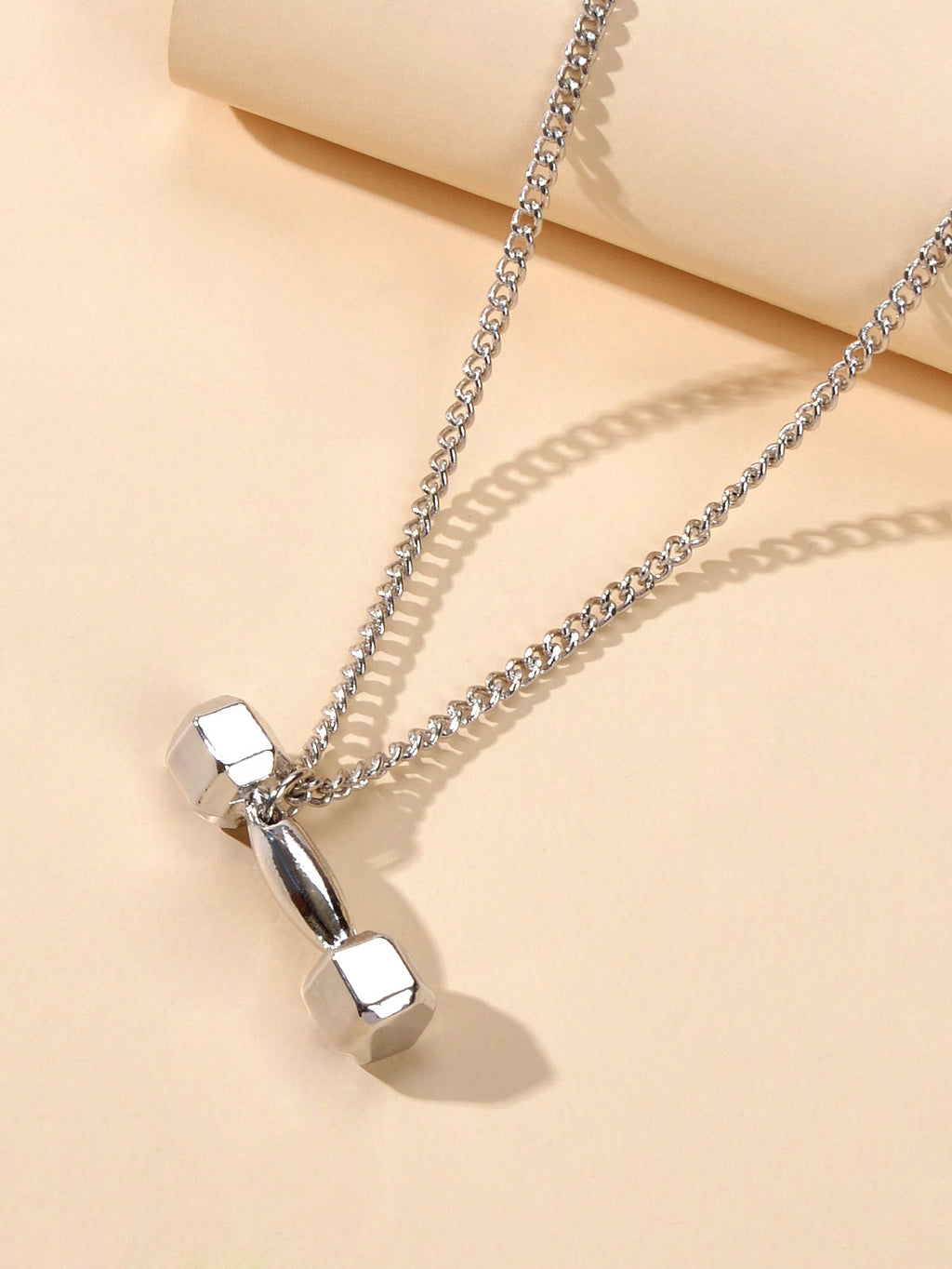 Party Decoration Silver Chain Dumbbell Charm Necklace Minimalist Punk Jewellery