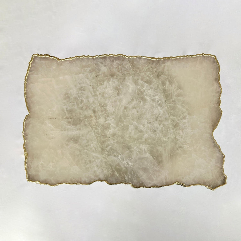 White Agate Side Table, 10" x 15" Organic Edge