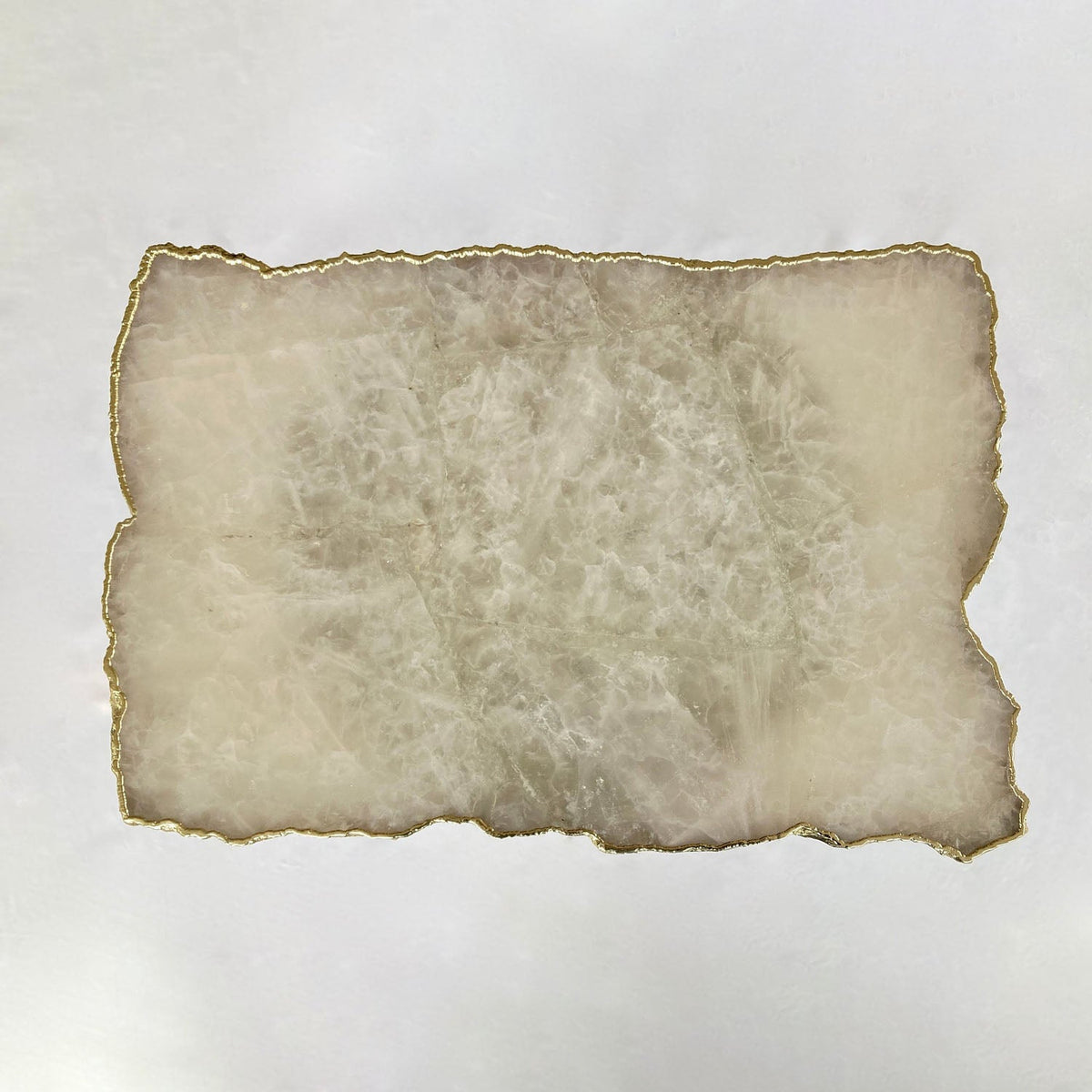 White Agate Side Table, 10" x 15" Organic Edge