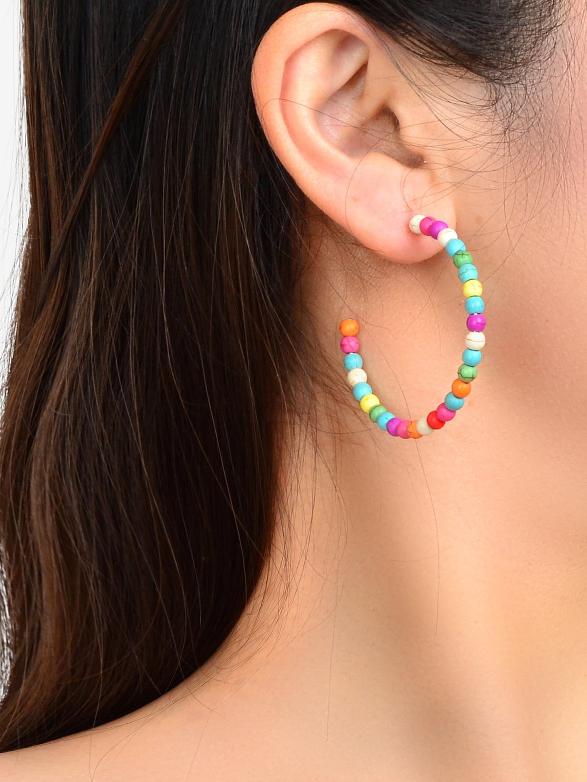 Handmade Colorful Seed Beads Ethnic Big Hoop Earrings Women Bohemian Jewellery - Earrings at Dealshubindia