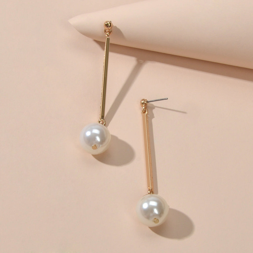 Wedding Engagement Gift Jewellery Gold Bar Pearl Charm Pendant Earrings Women - Earrings at Dealshubindia