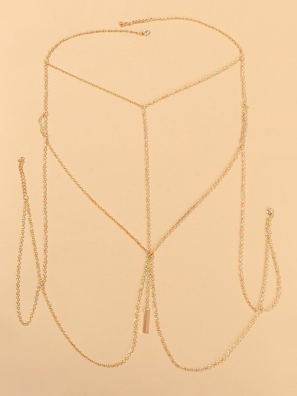 Sexy Gold Bikini Beach Body Chain Layered Chest Harness Belly Waist Jewellery