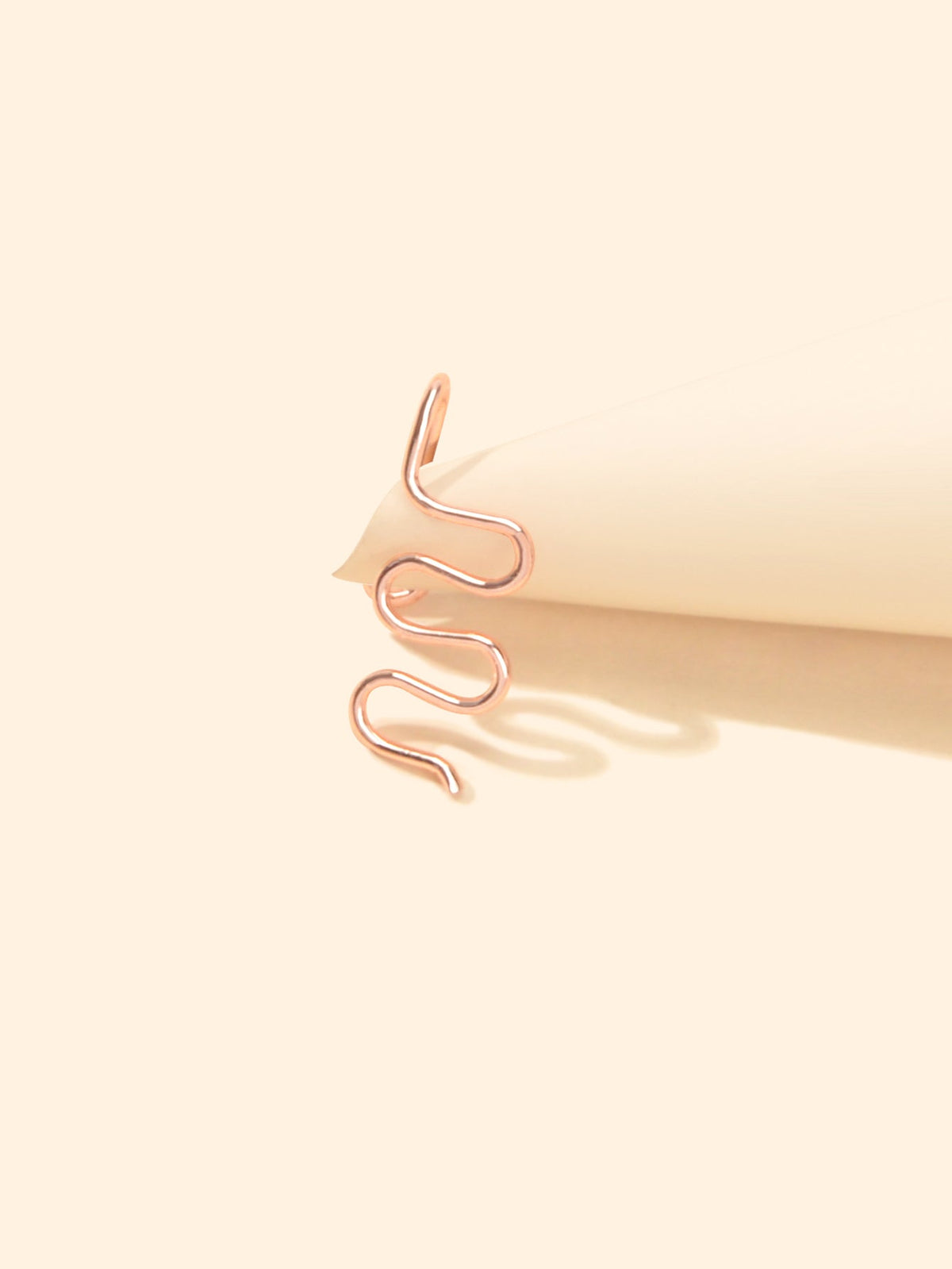 Rose gold faux nose piercing clip, geometric wavy S shape