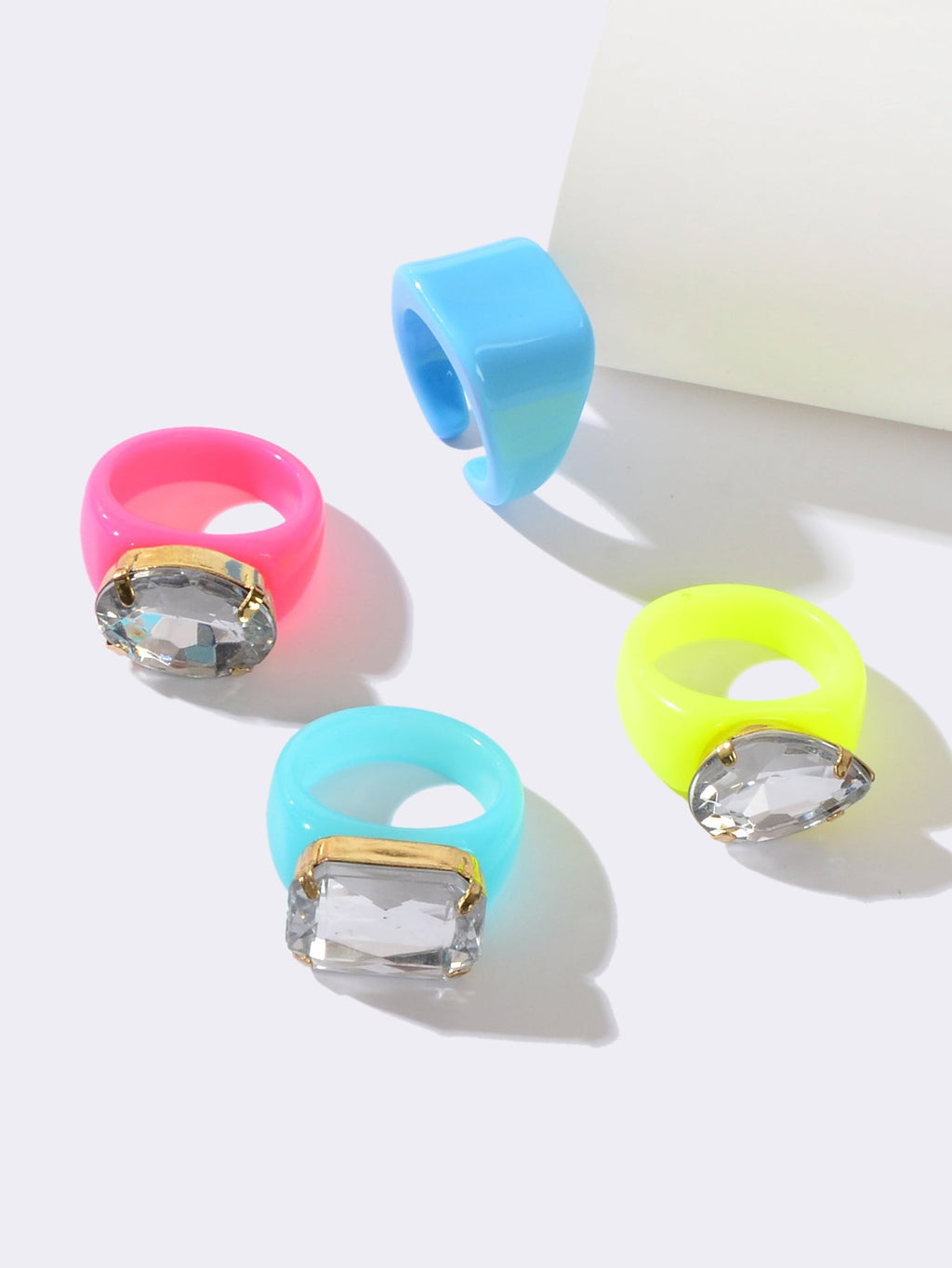 4pcs/set Multi Colour Stunning Big Stone Finger Rings Fashion Women Jewelry Gift - Rings at Dealshubindia