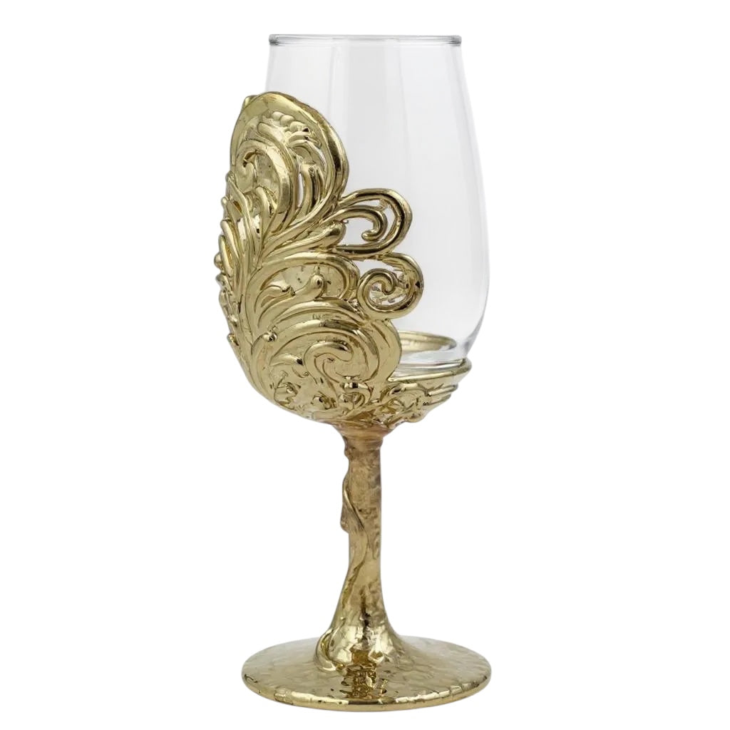 Intricate Leaf/Ambi Design Wine Glasses | Set of 1 or 2