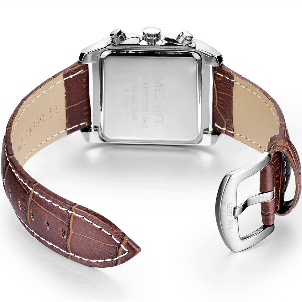 MEGIR Watch Men Business Wristwatch Rectangle Quartz Military Watches Waterproof Luminous Leather Strap Sport Casual Clock Reloj Hombre 2028 - (store front) default at Dealshubindia