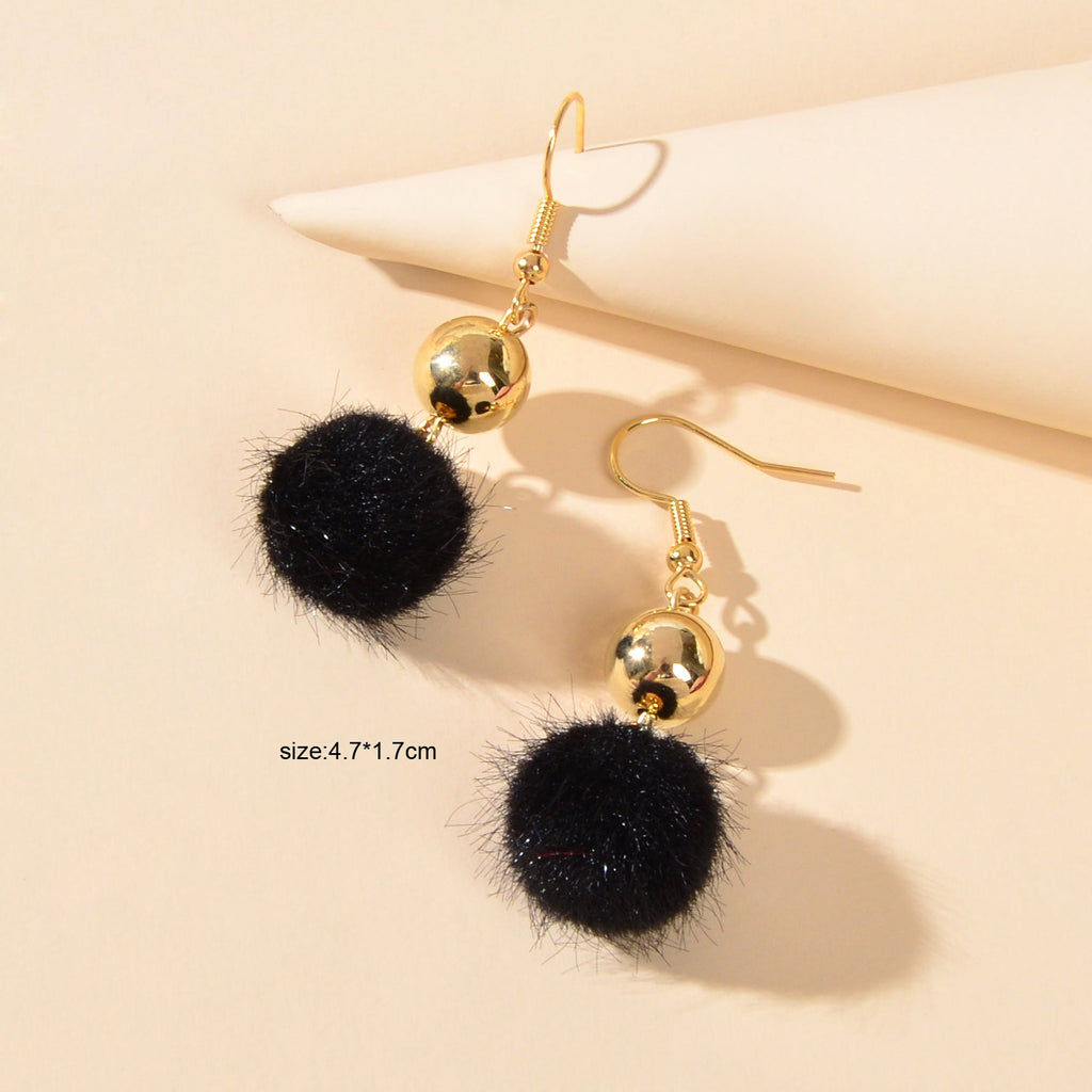 Retro Ladies Jewelry White Black Ball Dangle Earrings Party Decoration for Women