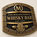 Personalized Home Bar Sign – Antique Brass Barrel Front