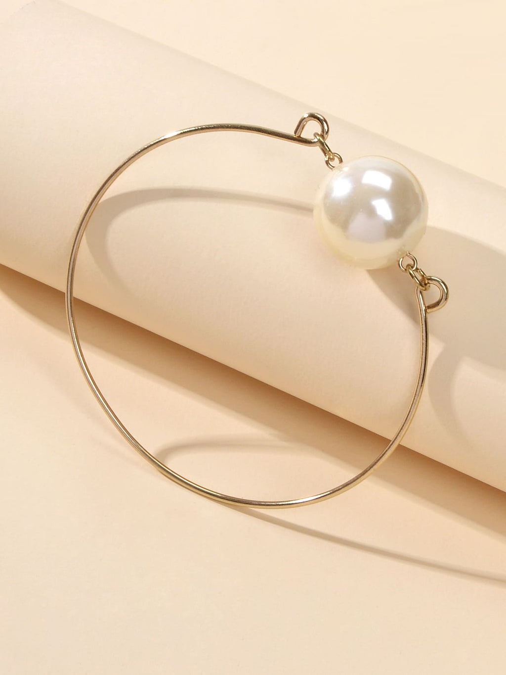 Female Jewellery Big Faux Pearl Decor Golden Bangle Collection Bracelets Women - Bracelet at Dealshubindia
