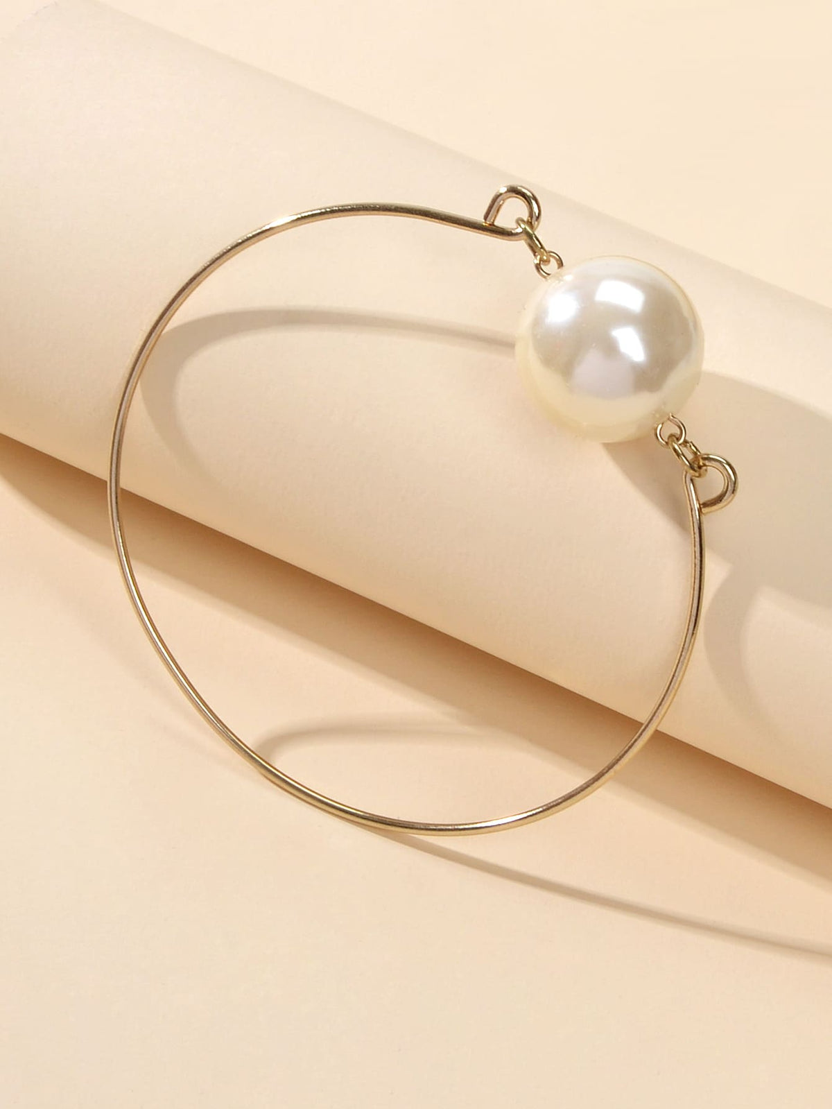 Female Jewellery Big Faux Pearl Decor Golden Bangle Collection Bracelets Women - Bracelet at Dealshubindia