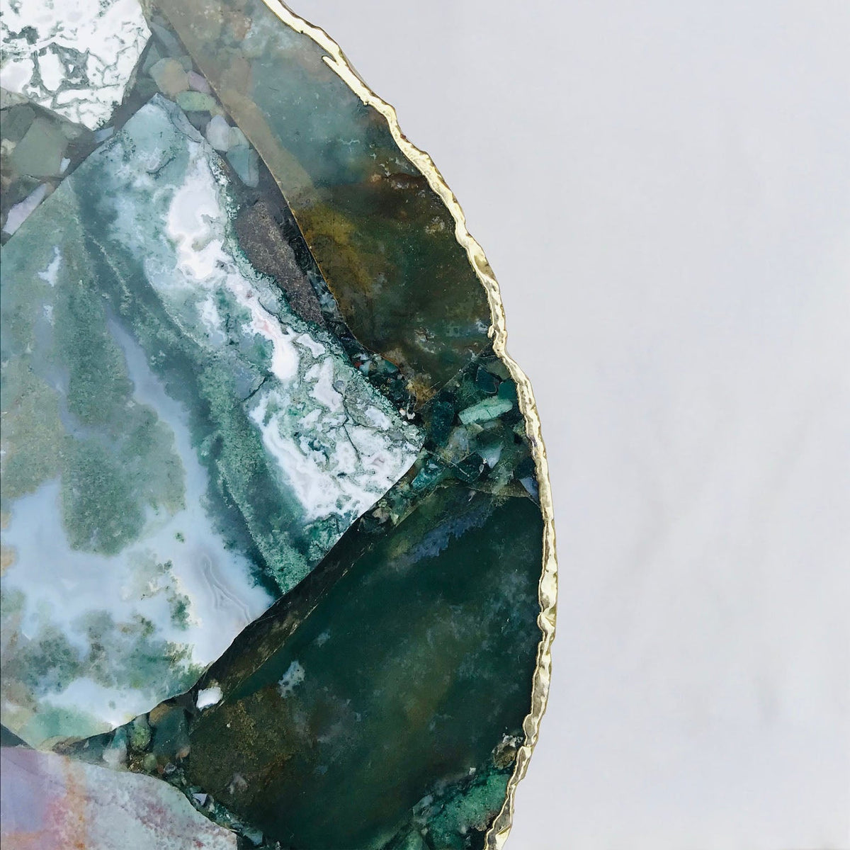 Green Agate Side Table, Organic Edge