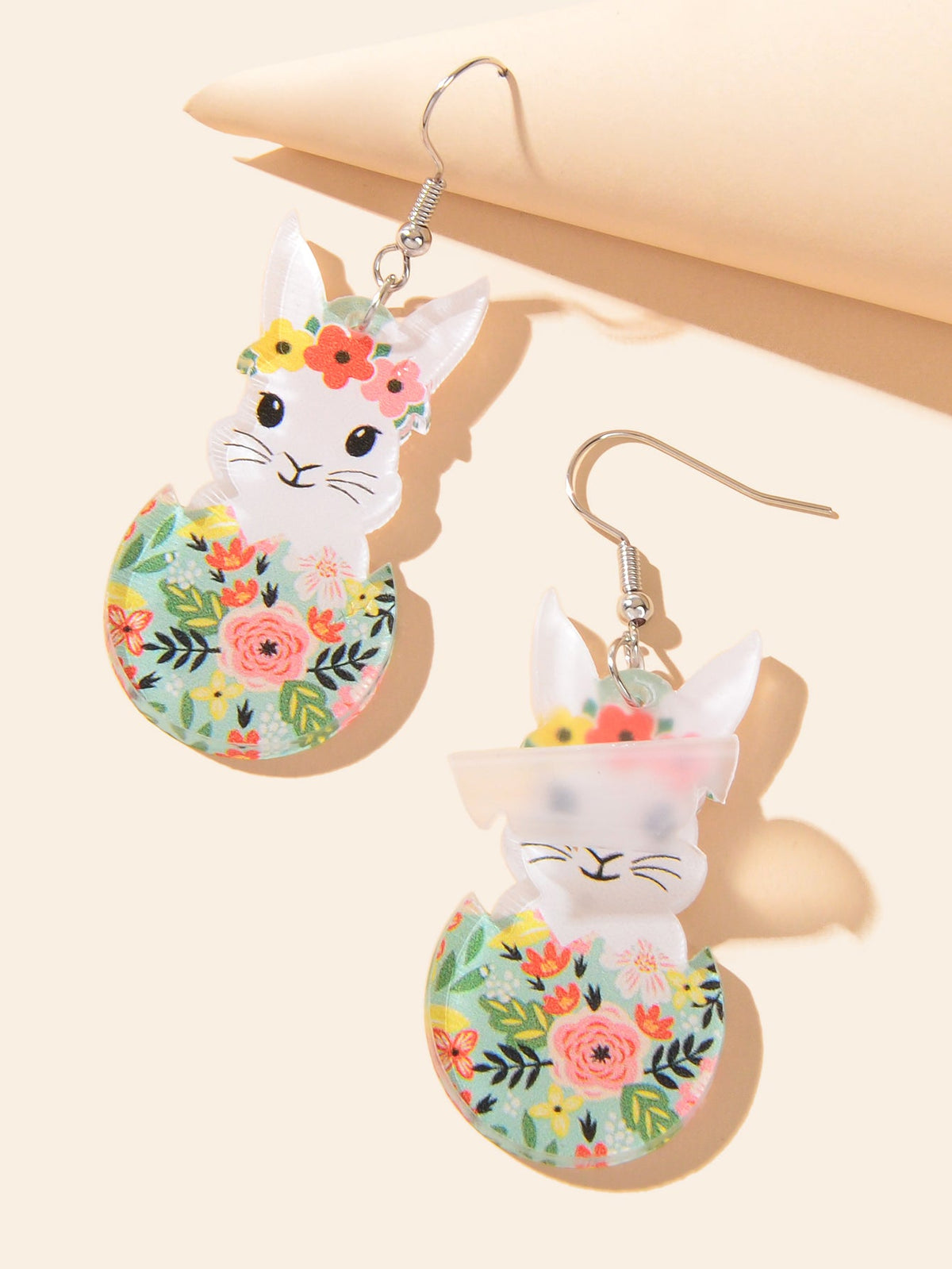1 Pair Novelty Trendy Easter Bunny Eggs Earrings Bohemian Rabbit Ear Jewellery