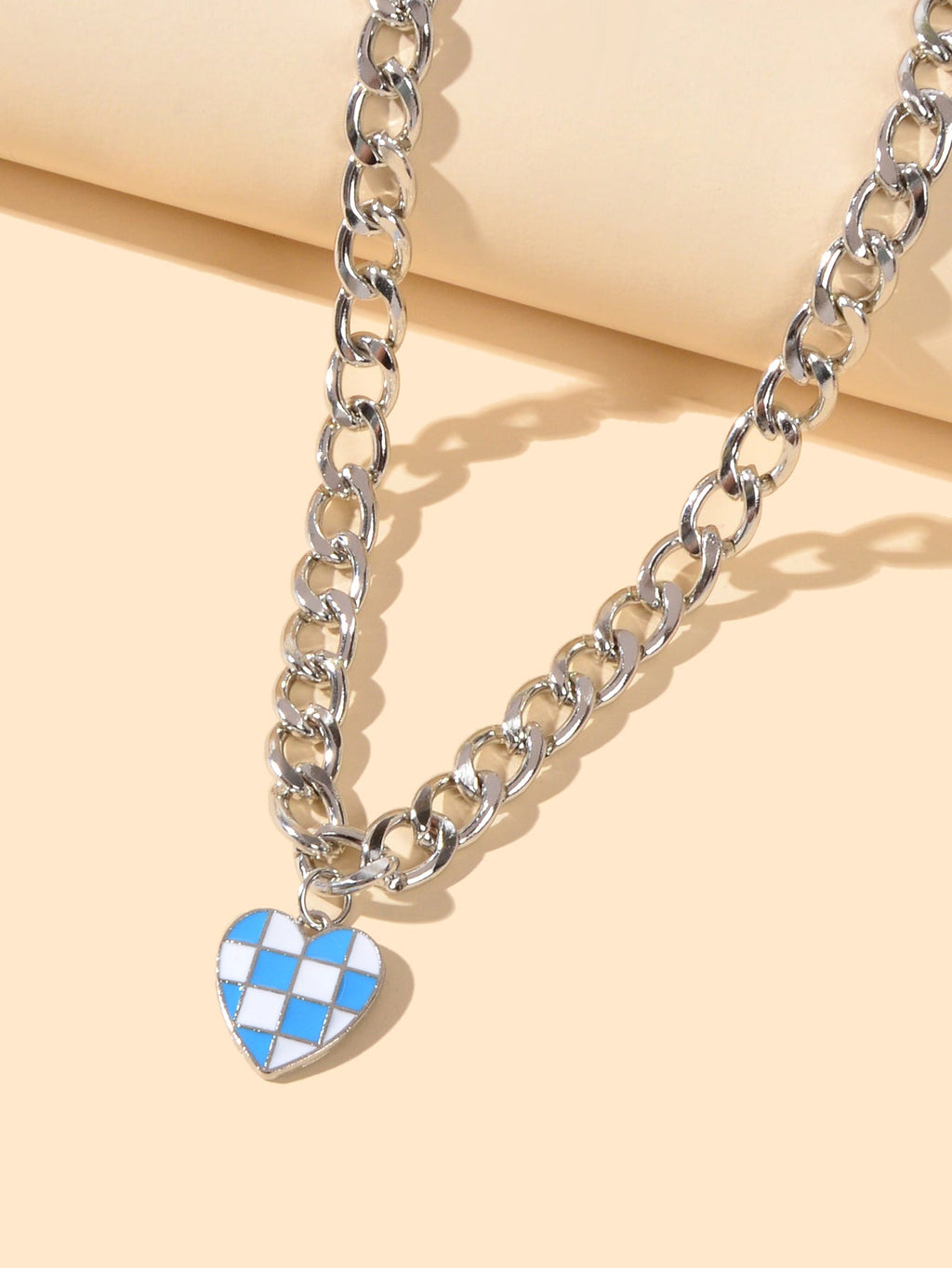 Designer Jewellery Silver Chain Blue Black Enamel Heart Awesome Pendant Necklace