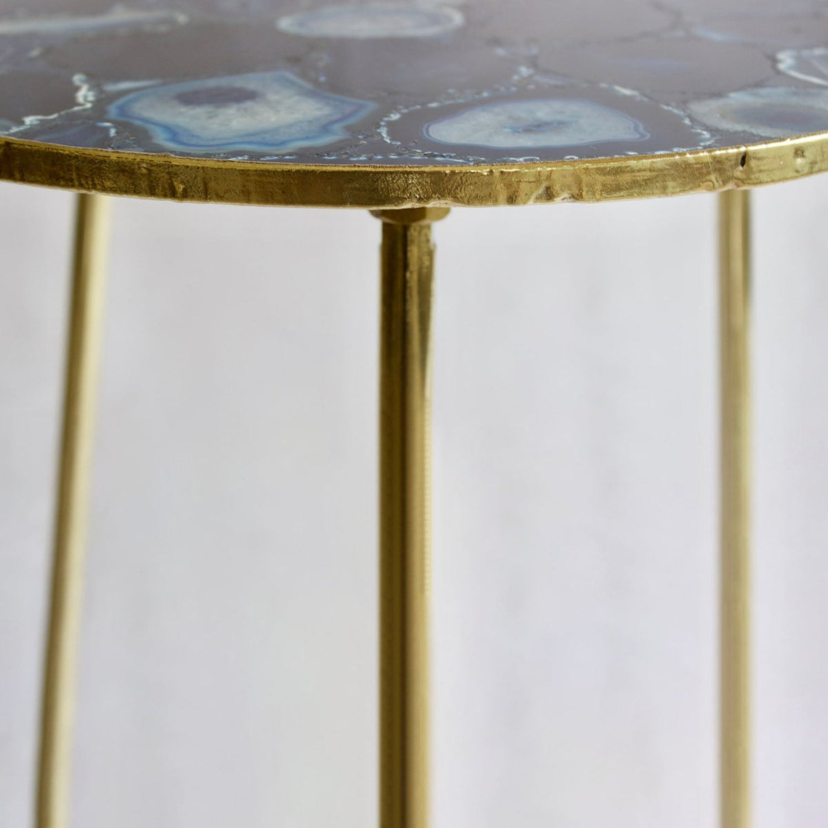Blue Agate Side Table, Round Top