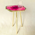 Small Pink Agate Side Table, 11" x 7" Organic Edge