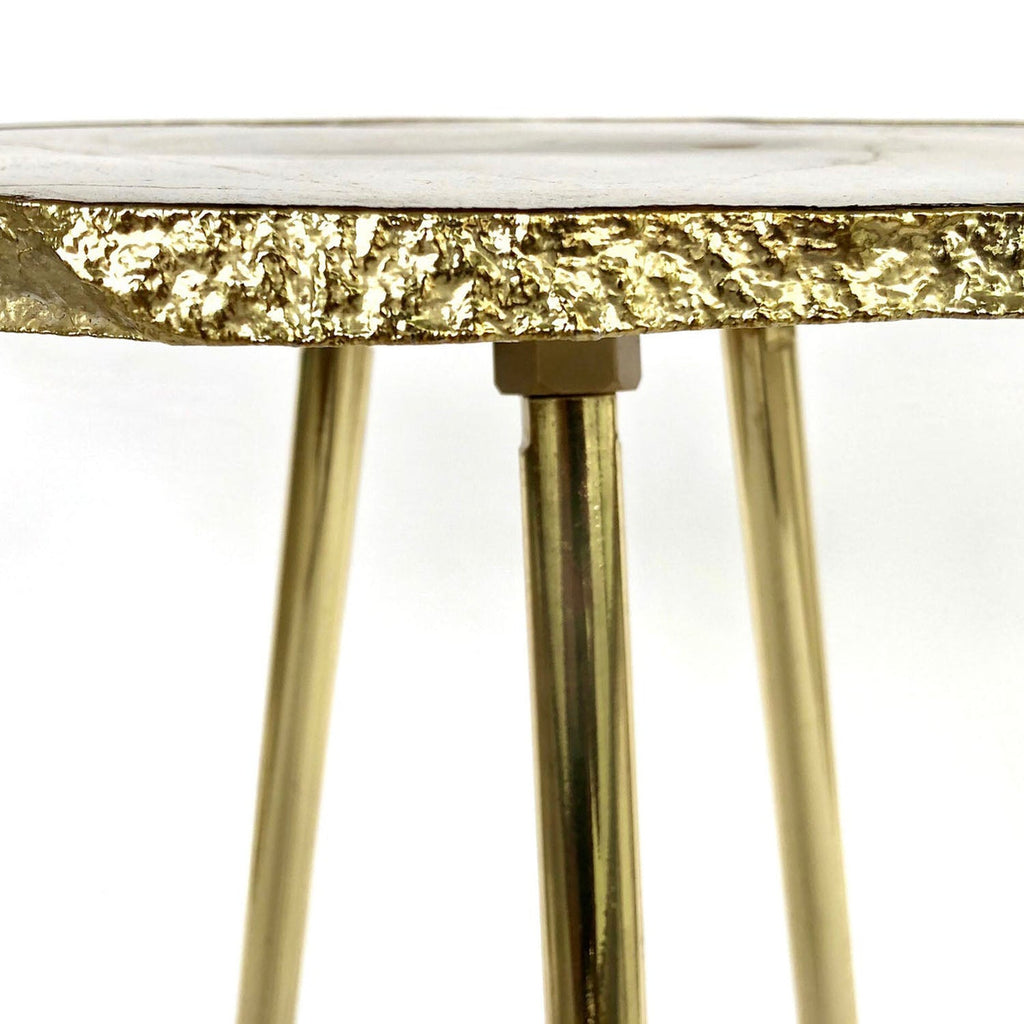 Small White Agate Side Table, 11" x 7" Organic Edge
