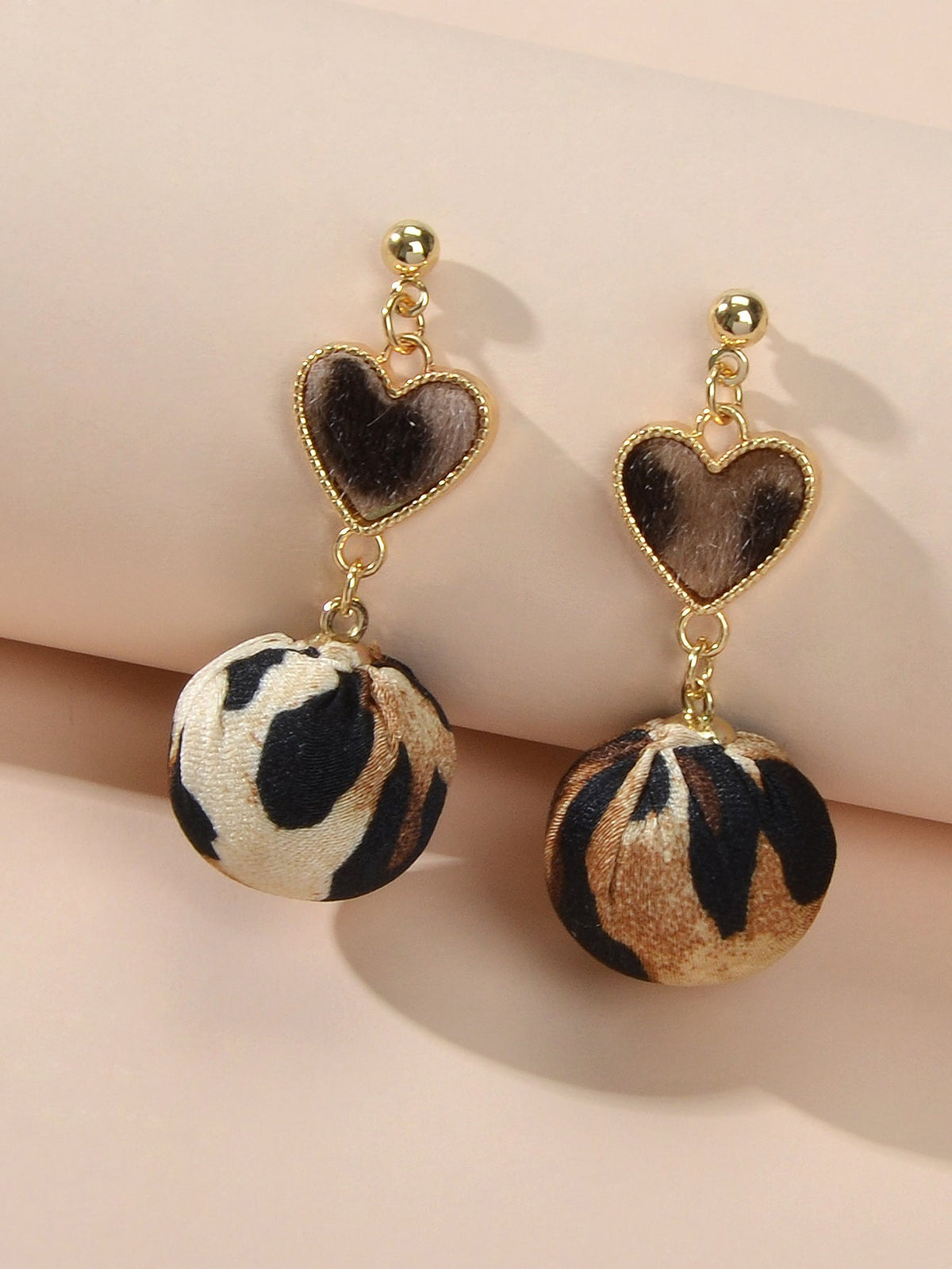 Women Leopard Heart Ball Charm Dangle Earrings Ladies Party Decoration Jewellery