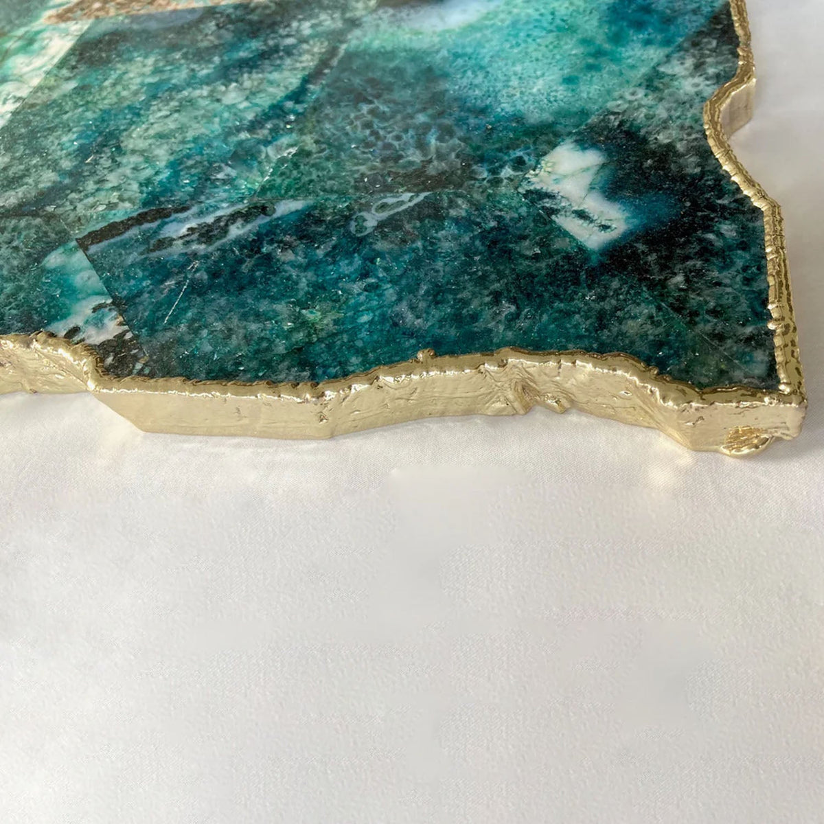 Large Composite Green Agate Cheese Platter/Tray 10"x15"
