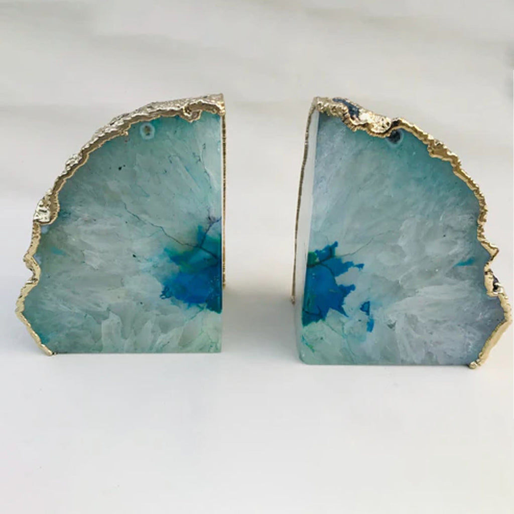 Aqua Agate Bookends