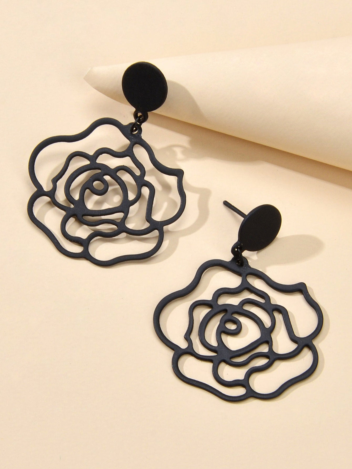 Designer Jewellery Black Hollow out Big Flower Chunky Dangle Party Earrings Gift