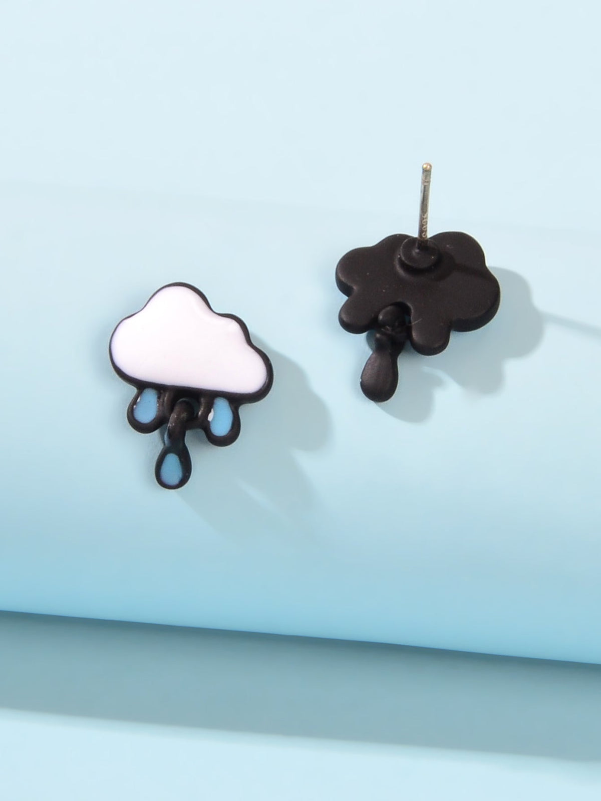 Enamel Alloy Cute White Cloud Blue Raindrop Stud Earrings Cartoon Jewellery Gift