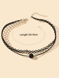 Double Layered Black Lace Short Necklace Elegant Gothic Style Choker